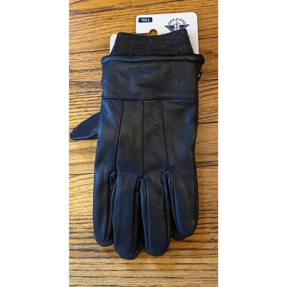 NWT Dockers Driving Soft Black Leather Touch Screen Gloves Men’s L Lined Warmth - Picture 1 of 4